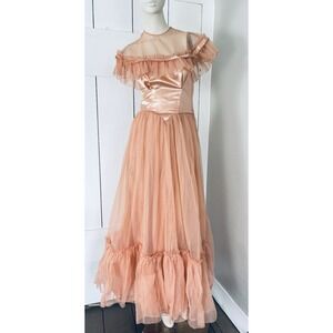 Vintage 1950's Peach Ball Gown Dance Prom Wedding Dress Fred Perlberg Full